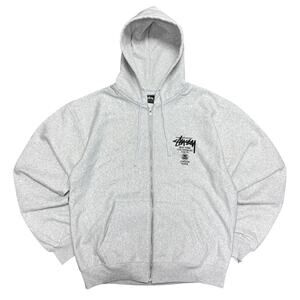 Stussy World Tour Zip Hoodie 'Ash Heather' Size M